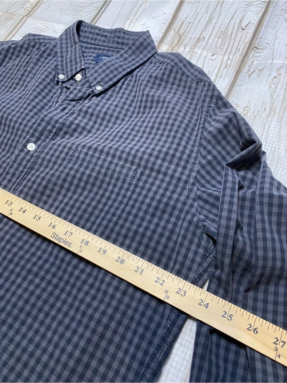 J. Crew Men's Charcoal Navy Check Button-Down Shirt Sz-XL